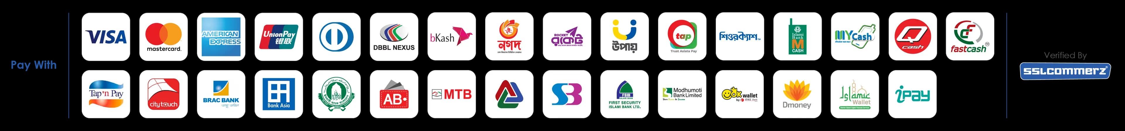 Payment methods secured by SSLCommerz